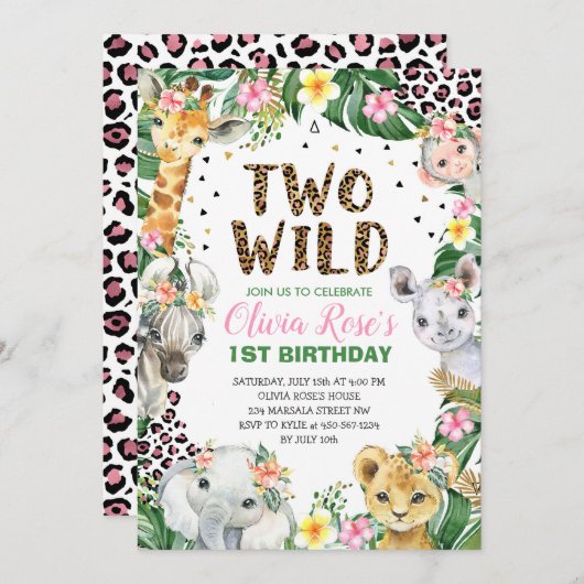 Wild One Leopard Print Safari 1e verjaardag Kaart (Voorkant / Achterkant)