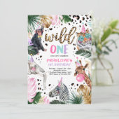 Wild One Leopard Print Safari Animals 1e verjaarda Kaart (Staand voorkant)