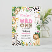 Wild One Leopard Print Safari Animals 1e verjaarda Kaart (Staand voorkant)