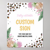 Wild One Leopard Print Verjaardagsfeesttafelteken (Voorkant)