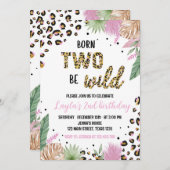 Wild One Leopard Safari 2e verjaardag uitnodiging (Voorkant / Achterkant)
