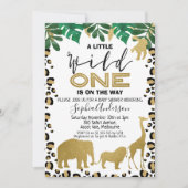 Wild One Leopard Skin Baby shower Invitation Kaart (Voorkant)