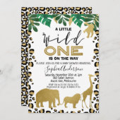 Wild One Leopard Skin Baby shower Invitation Kaart (Voorkant / Achterkant)