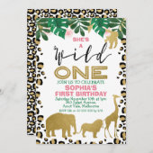Wild One Leopard Skin First Birthday Kaart (Voorkant / Achterkant)