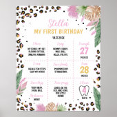 Wild One Leopard Verjaardag Mijlpaal teken Poster (Voorkant)