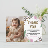 Wild One Leopard Verjaardagsfoto Dank je kaart (Staand voorkant)