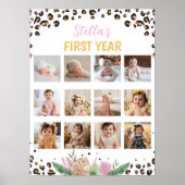 Wild One Leopard Verjaardagsfoto Milestone Poster (Voorkant)