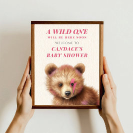 Wild One Lightning Bolt Beer Baby shower Welkom Poster