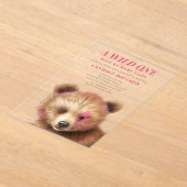 Wild One Lightning Bolt Cub Roze Baby shower Acryl Uitnodigingen (Laagn)