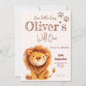 Wild One Lion 1e verjaardagsfeest uitnodiging (Voorkant)