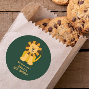 Wild One Lion Baby shower Oerwoud Safari Favor Ronde Sticker