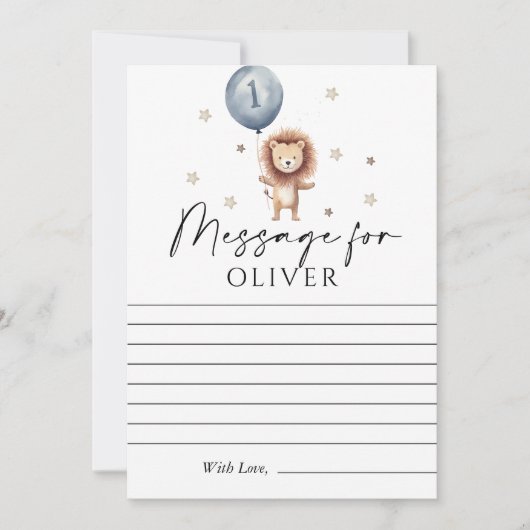 Wild One Lion Ballon Eerste Verjaardag Bericht voo Kaart (Voorkant)
