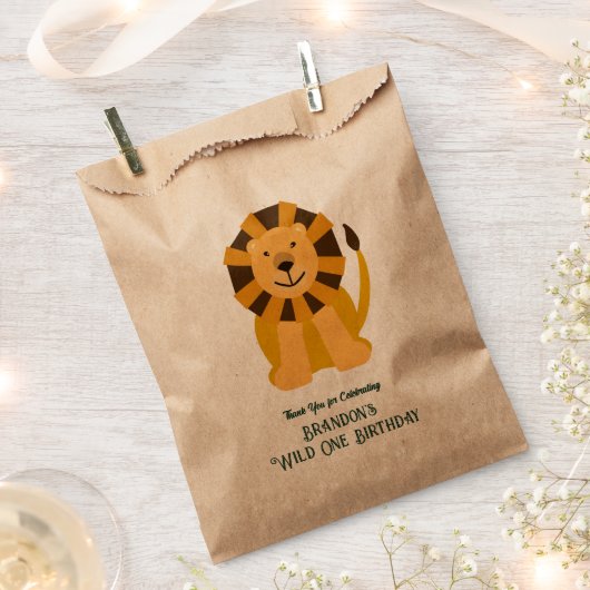 Wild One Lion Birthday Party Oerwoud Safari Bedankzakje (Geknipt)