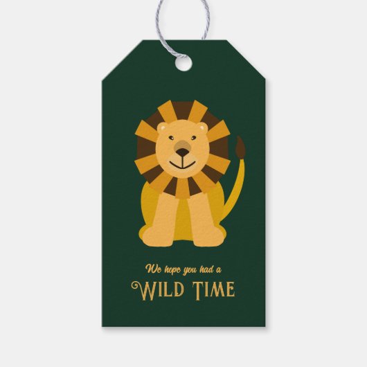 Wild One Lion Birthday Party Oerwoud Safari Favor Cadeaulabel (Voorkant)