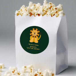 Wild One Lion Birthday Party Oerwoud Safari Favor Ronde Sticker