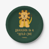 Wild One Lion Birthday Party Oerwoud Safari Papieren Bordje (Voorkant)