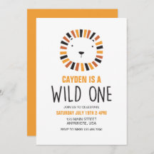 Wild One Lion boho First Birthday Invitation