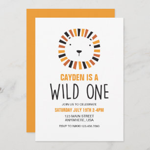 Wild One Lion boho First Birthday Invitation Kaart