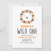 Wild One Lion First Birthday Invitation Kaart (Voorkant)