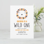 Wild One Lion First Birthday Invitation Kaart (Staand voorkant)
