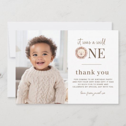 Wild One Lion Foto Dank u Kaart (Voorkant)