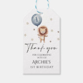 Wild One Lion Met Ballon Eerste Verjaardag Cadeaulabel (Voorkant)