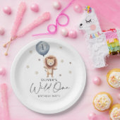 Wild One Lion Met Ballon Eerste Verjaardag Papieren Bordje (Feest)