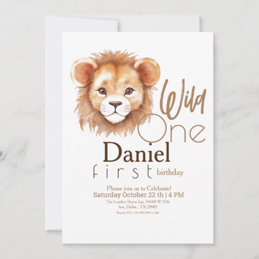 Wild One Lion Modern Schattige 1e verjaardag Kaart (Voorkant)