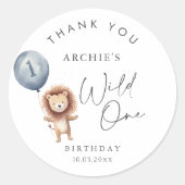 Wild One Lion Modern Verjaardag Ronde Sticker (Voorkant)