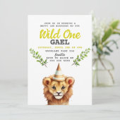 Wild One Lion Oerwoud Feest Verjaardag Kaart (Staand voorkant)