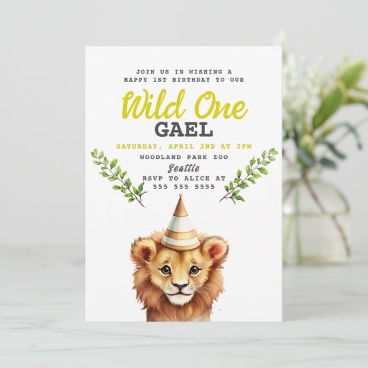 Wild One Lion Oerwoud Feest Verjaardag Kaart (Staand voorkant)