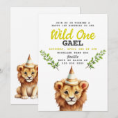 Wild One Lion Oerwoud Feest Verjaardag Kaart (Voorkant / Achterkant)