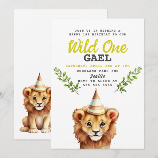 Wild One Lion Oerwoud Feest Verjaardag Kaart (Voorkant / Achterkant)
