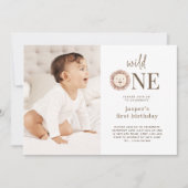 Wild One Lion Photo Invitation Kaart (Voorkant)