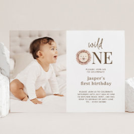 Wild One Lion Photo Invitation Kaart