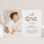 Wild One Lion Photo Invitation Kaart