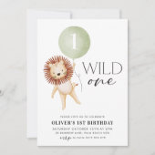 Wild One Lion Sage-ballonvaarders 1e verjaardag Kaart (Voorkant)