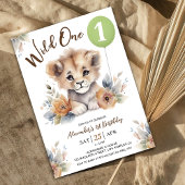 Wild One Lion Sage Groene Ballon 1e Verjaardag Jon Kaart