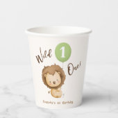 Wild One Lion Sage Groene Ballon Jongen 1e Verjaar Papieren Bekers (Voorkant)