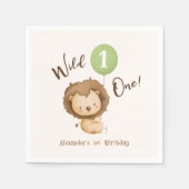 Wild One Lion Sage Groene Ballon Jongen 1e Verjaar Servet (Voorkant)
