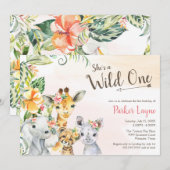 Wild One Lovely Safari Friends First Dag Kaart (Voorkant / Achterkant)