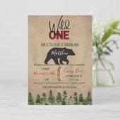 Wild One Lumberjack Birthday Printable Invitation Kaart (Staand voorkant)