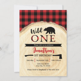 Wild One Lumberjack eerste verjaardag uitnodiging