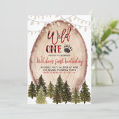 Wild One Lumberjack First Birthday Invitation Kaart (Staand voorkant)
