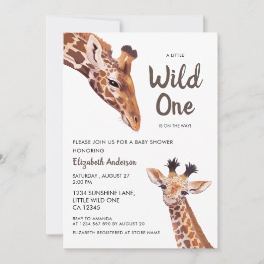 Wild One Mama en Baby Giraffe Baby shower Kaart (Voorkant)