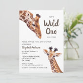 Wild One Mama en Baby Giraffe Baby shower Kaart (Staand voorkant)