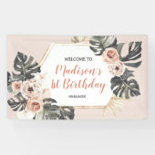 Wild One Meisje Leopard Print Verjaardag Grote Ban Spandoek (Horizontaal)