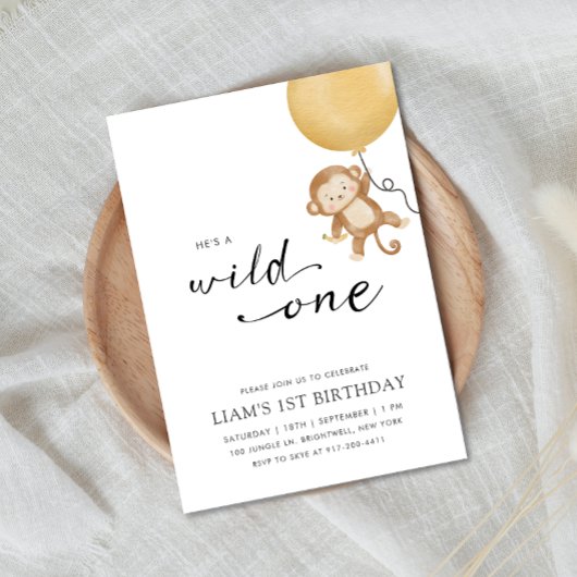 Wild One minimalistische aap eerste verjaardag Kaart