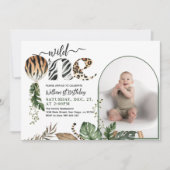 Wild One Modern Foto 1st Birthday Kaart (Voorkant)