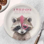 Wild One Mohawk Raccoon Baby shower Papieren Bordje